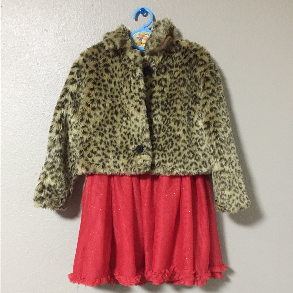 Girls cheetah print faux fur coat 5t